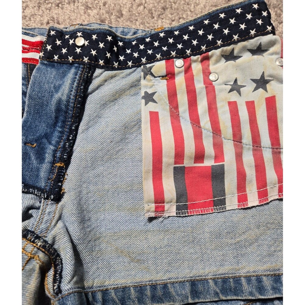 Vintage 90's Tommy Hilfiger Denim Shorts America 4th of July Red Blue Patchwork - Picture 7 of 7